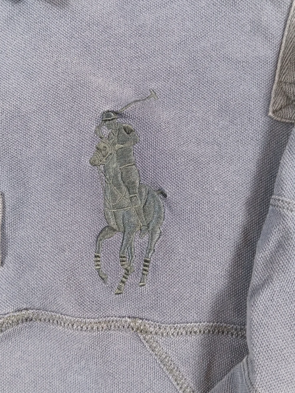 Vintage Polo Ralph Lauren Shirt Mens Medium Blue Rugby Pronged Snap Big Pony